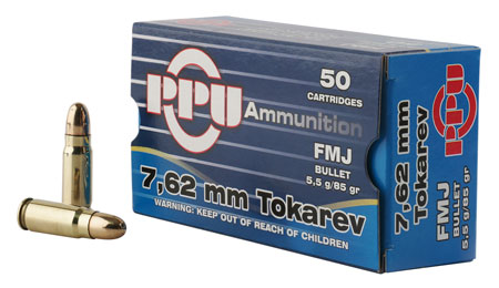 PPU 7.62 TOKAREV FMJ 85GR 50/500 - for sale
